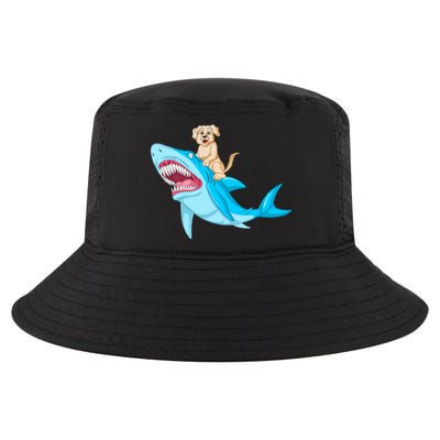 Golden Retriver Riding Shark Cool Comfort Performance Bucket Hat