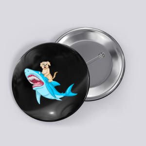 Golden Retriver Riding Shark Button