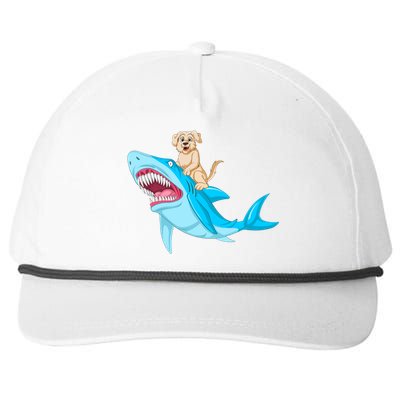 Golden Retriver Riding Shark Snapback Five-Panel Rope Hat