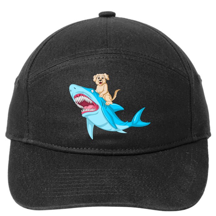 Golden Retriver Riding Shark 7-Panel Snapback Hat