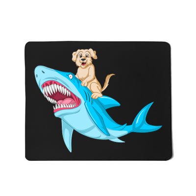 Golden Retriver Riding Shark Mousepad