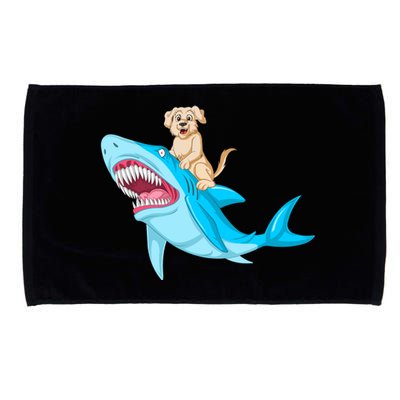 Golden Retriver Riding Shark Microfiber Hand Towel