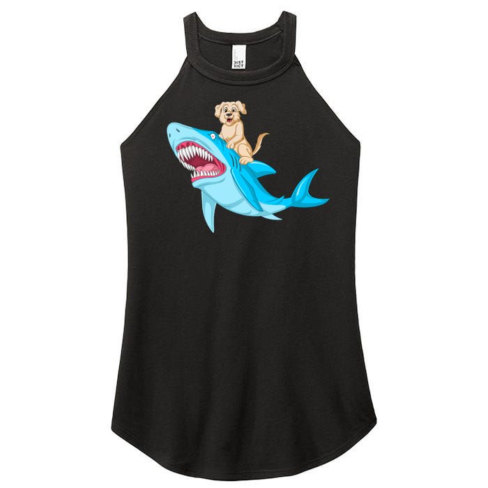 Golden Retriver Riding Shark Women’s Perfect Tri Rocker Tank