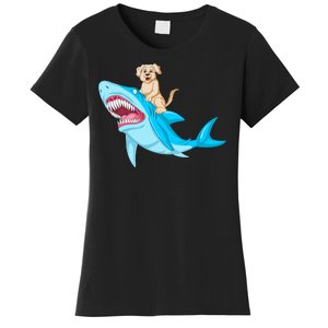 Golden Retriver Riding Shark Women's T-Shirt