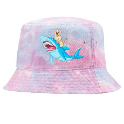 Golden Retriver Riding Shark Tie-Dyed Bucket Hat