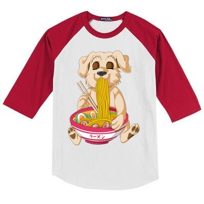 Golden Retriver Ramen Kids Colorblock Raglan Jersey