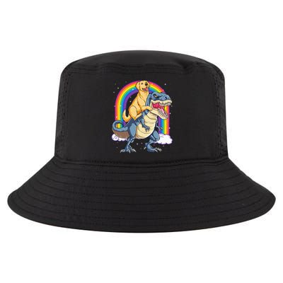 Golden Retriever Riding Dinosaur T rex Gifts Rainbow Cool Comfort Performance Bucket Hat