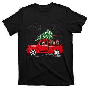 Goldendoodle Riding Red Truck Santa Christmas Pajamas Gift T-Shirt