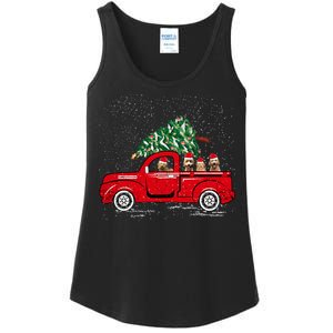 Goldendoodle Riding Red Truck Santa Christmas Pajamas Gift Ladies Essential Tank