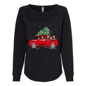 Goldendoodle Riding Red Truck Santa Christmas Pajamas Gift Womens California Wash Sweatshirt