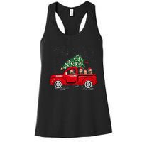 Goldendoodle Riding Red Truck Santa Christmas Pajamas Gift Women's Racerback Tank