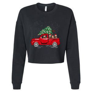 Goldendoodle Riding Red Truck Santa Christmas Pajamas Gift Cropped Pullover Crew