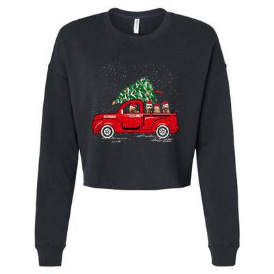 Goldendoodle Riding Red Truck Santa Christmas Pajamas Gift Cropped Pullover Crew