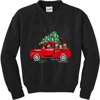 Goldendoodle Riding Red Truck Santa Christmas Pajamas Gift Kids Sweatshirt