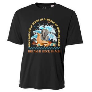 GodS Rocksolid Retro Breaker Rock Beach Vbs 2024 Christian Cooling Performance Crew T-Shirt