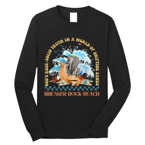 GodS Rocksolid Retro Breaker Rock Beach Vbs 2024 Christian Long Sleeve Shirt