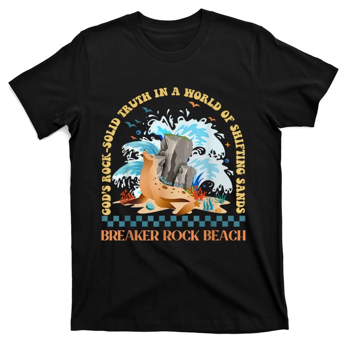 GodS Rocksolid Retro Breaker Rock Beach Vbs 2024 Christian T-Shirt