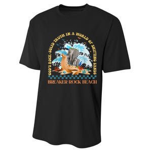 GodS Rocksolid Retro Breaker Rock Beach Vbs 2024 Christian Performance Sprint T-Shirt