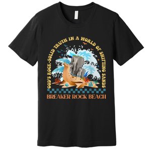 GodS Rocksolid Retro Breaker Rock Beach Vbs 2024 Christian Premium T-Shirt