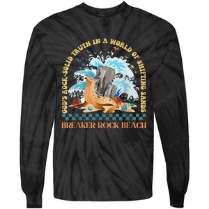 GodS Rocksolid Retro Breaker Rock Beach Vbs 2024 Christian Tie-Dye Long Sleeve Shirt