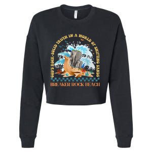 GodS Rocksolid Retro Breaker Rock Beach Vbs 2024 Christian Cropped Pullover Crew