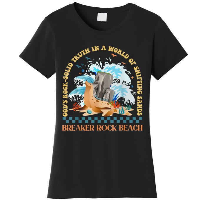 GodS Rocksolid Retro Breaker Rock Beach Vbs 2024 Christian Women's T-Shirt