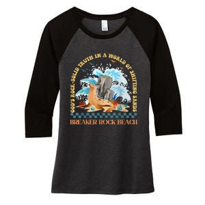 GodS Rocksolid Retro Breaker Rock Beach Vbs 2024 Christian Women's Tri-Blend 3/4-Sleeve Raglan Shirt