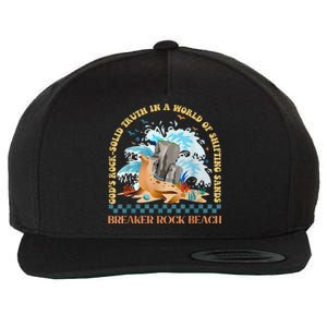 GodS Rocksolid Retro Breaker Rock Beach Vbs 2024 Christian Wool Snapback Cap