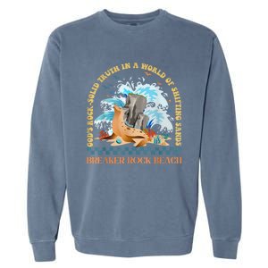 GodS Rocksolid Retro Breaker Rock Beach Vbs 2024 Christian Garment-Dyed Sweatshirt