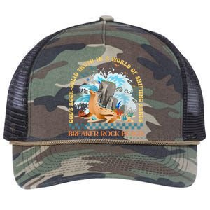 GodS Rocksolid Retro Breaker Rock Beach Vbs 2024 Christian Retro Rope Trucker Hat Cap