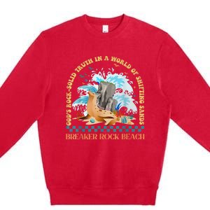 GodS Rocksolid Retro Breaker Rock Beach Vbs 2024 Christian Premium Crewneck Sweatshirt