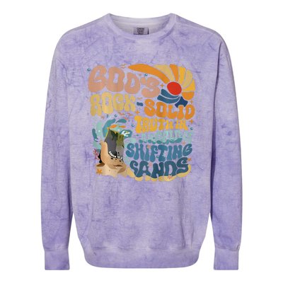 GodS Rocksolid Retro Beach Vbs 2024 Colorblast Crewneck Sweatshirt