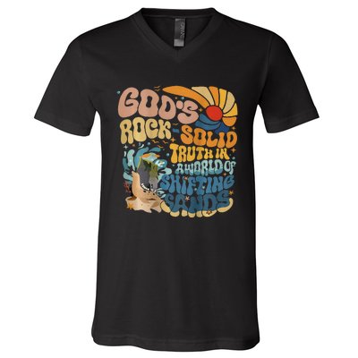 GodS Rocksolid Retro Beach Vbs 2024 V-Neck T-Shirt