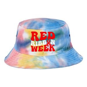 Groovy Red Ribbon Week We Wear Red For Awareness Tie Dye Newport Bucket Hat