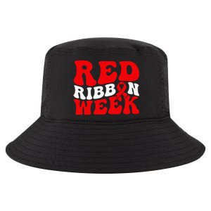 Groovy Red Ribbon Week We Wear Red For Awareness Cool Comfort Performance Bucket Hat