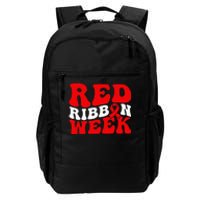 Groovy Red Ribbon Week We Wear Red For Awareness Daily Commute Backpack