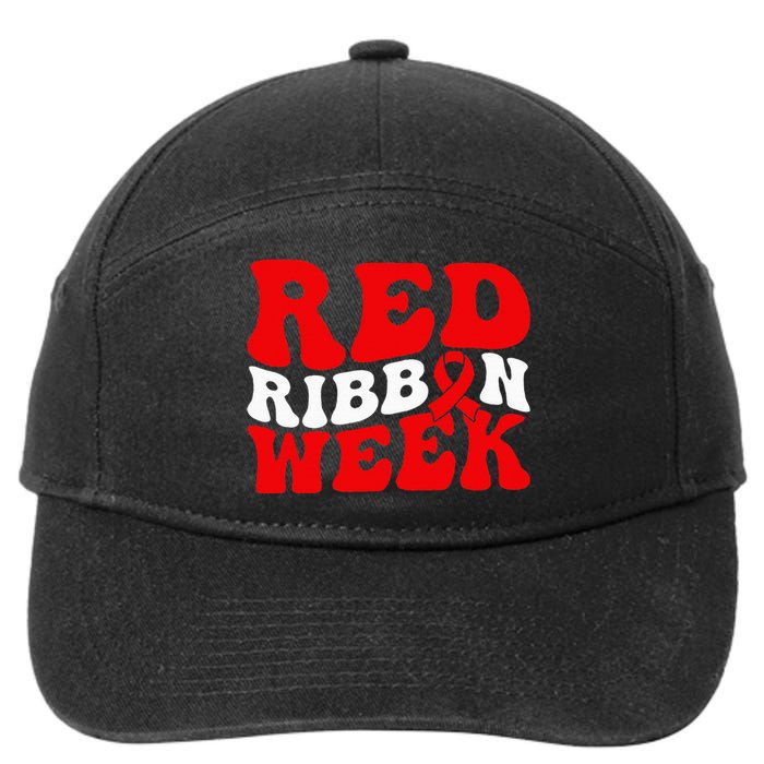 Groovy Red Ribbon Week We Wear Red For Awareness 7-Panel Snapback Hat