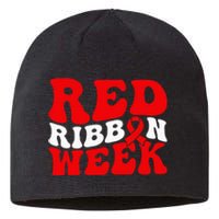 Groovy Red Ribbon Week We Wear Red For Awareness Sustainable Beanie