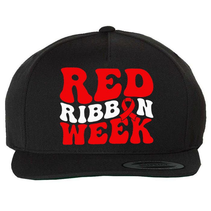 Groovy Red Ribbon Week We Wear Red For Awareness Wool Snapback Cap