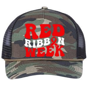 Groovy Red Ribbon Week We Wear Red For Awareness Retro Rope Trucker Hat Cap