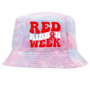 Groovy Red Ribbon Week We Wear Red For Awareness Tie-Dyed Bucket Hat