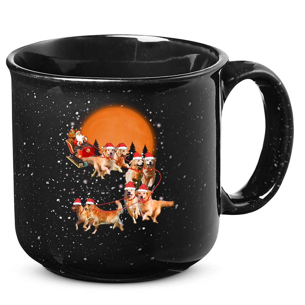Golden Retriever Reindeer Santa Sleigh Christmas Dog Lover Gift 15oz Campfire Ceramic Mug