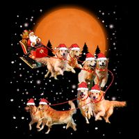 Golden Retriever Reindeer Santa Sleigh Christmas Dog Lover Gift Drawstring Bag
