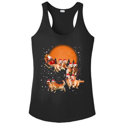 Golden Retriever Reindeer Santa Sleigh Christmas Dog Lover Gift Ladies PosiCharge Competitor Racerback Tank