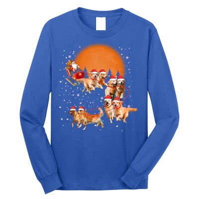 Golden Retriever Reindeer Santa Sleigh Christmas Dog Lover Gift Long Sleeve Shirt