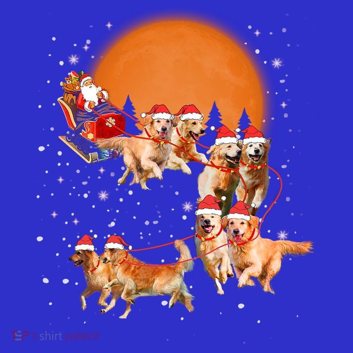 Golden Retriever Reindeer Santa Sleigh Christmas Dog Lover Gift Tall T-Shirt