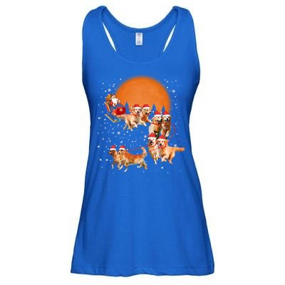 Golden Retriever Reindeer Santa Sleigh Christmas Dog Lover Gift Ladies Essential Flowy Tank