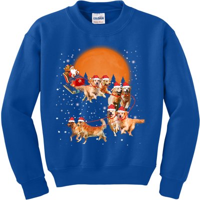 Golden Retriever Reindeer Santa Sleigh Christmas Dog Lover Gift Kids Sweatshirt