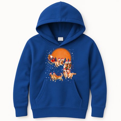 Golden Retriever Reindeer Santa Sleigh Christmas Dog Lover Gift Kids Hoodie