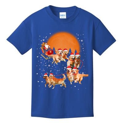 Golden Retriever Reindeer Santa Sleigh Christmas Dog Lover Gift Kids T-Shirt